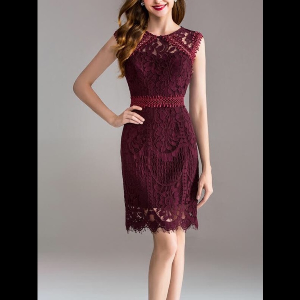 VDay HP!!! ❤️ 🍷 NWT Wine Embroidered Midi Dress